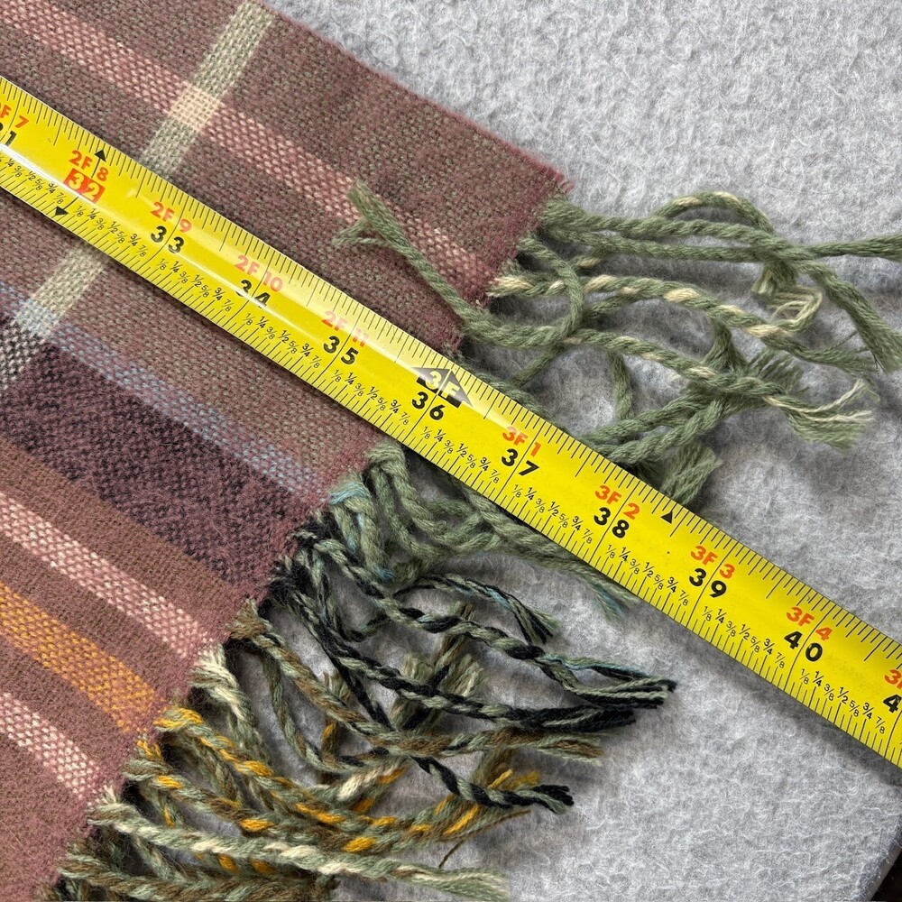 Topshop Scarf Fringe Brown Plaid Rectangle Heritage Academia Quiet Luxury Italy - Picture 5 of 6